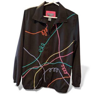 Vintage Koret Embroidered Jacket – Size 8 – Black with Multicolor Floral Design